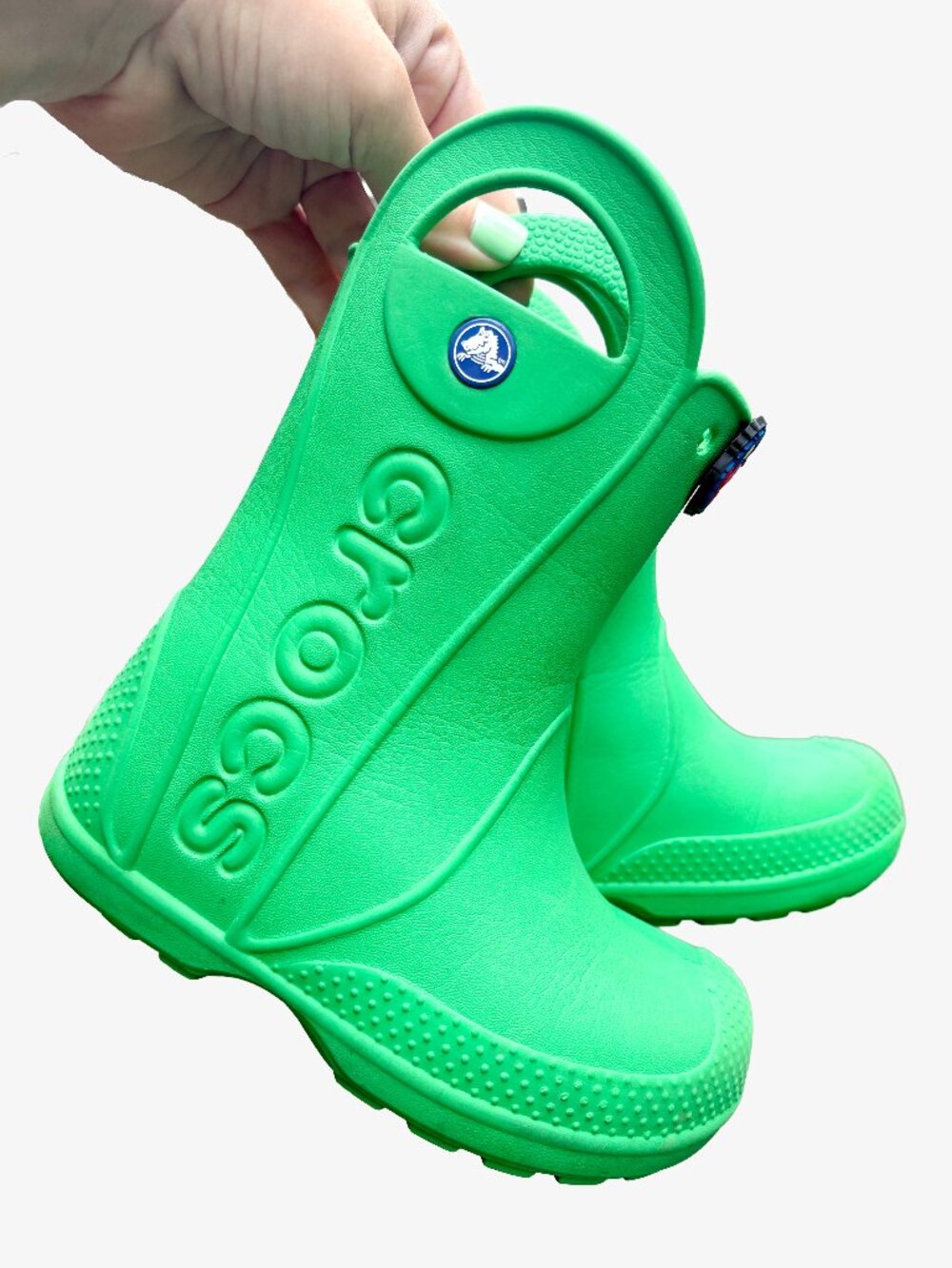Crocs Rain Boots in Green w/ Sesame Street Jibbitz
